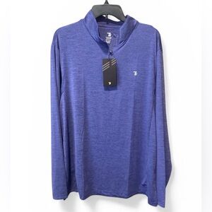 TBY Men's 1/4 Zip XL Tech Shirt Athletic Fit Mock Collar Violet Blue New